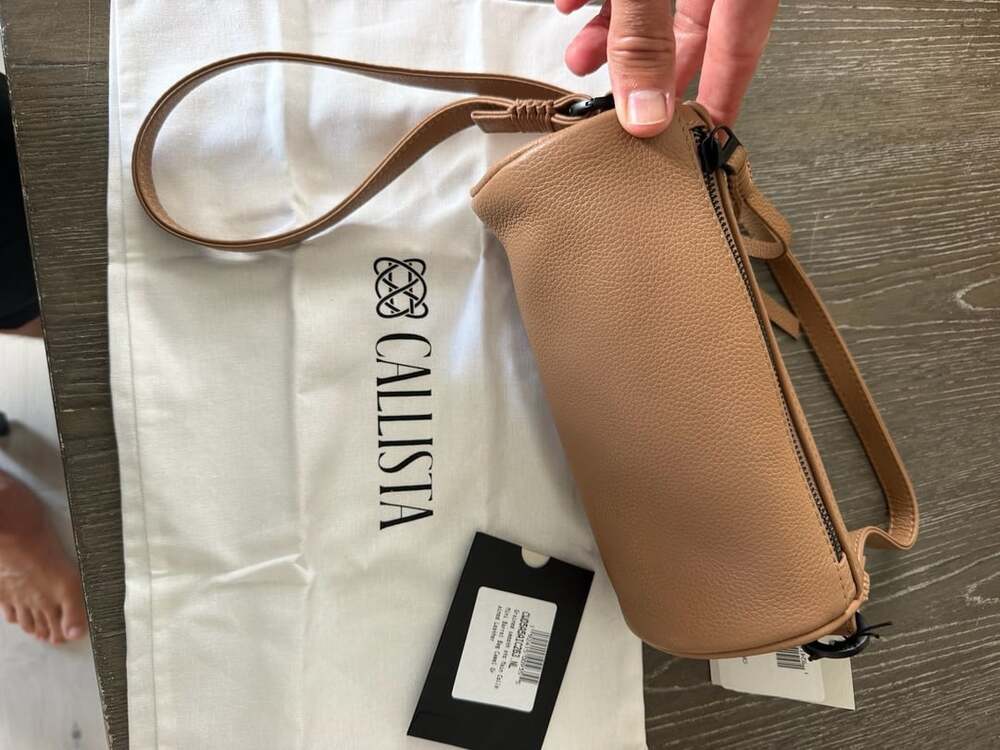 Callista Mini Barrel Bag Camel Grained Leather NWT MSRP $375